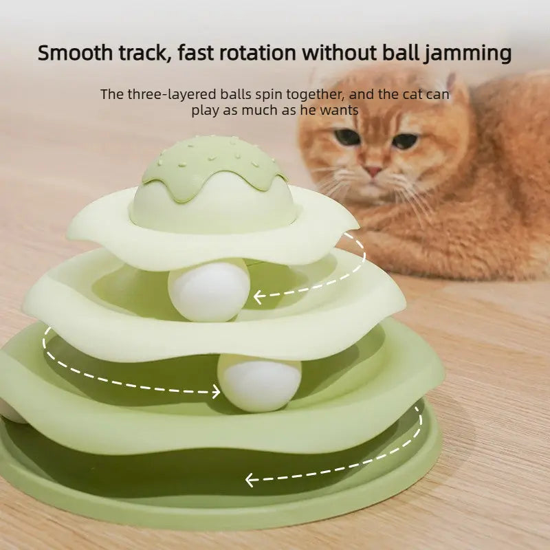3-Tier Cat Track Toy Ball Tower – Interactive Self Play Cat Toy  Decorla