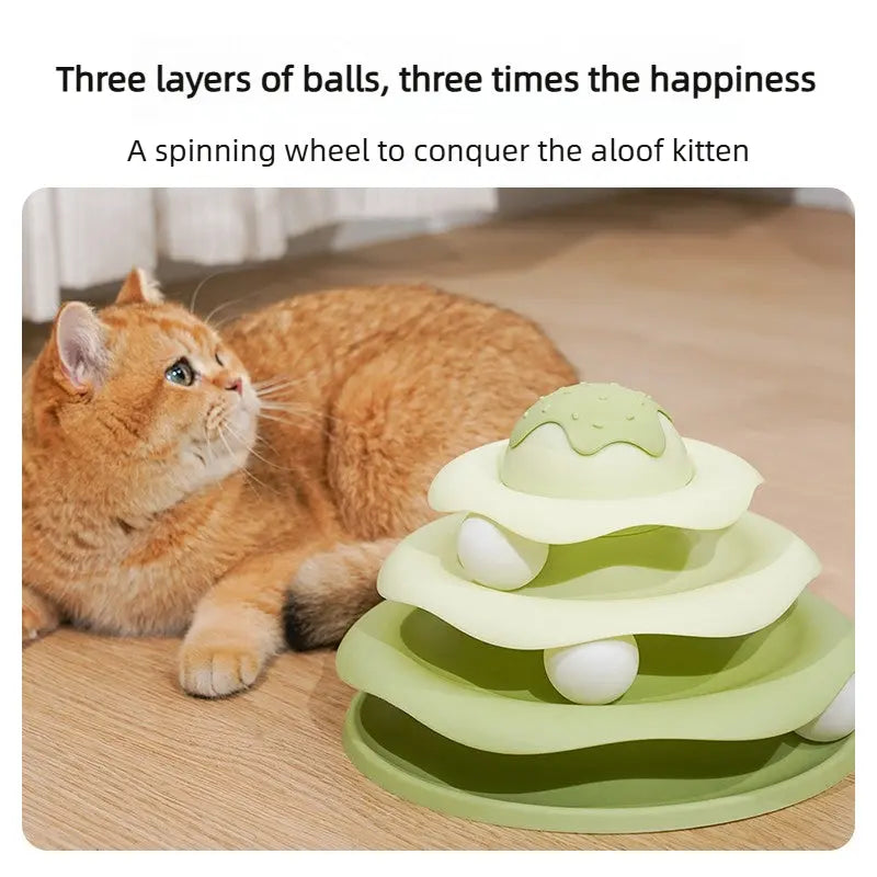 3-Tier Cat Track Toy Ball Tower – Interactive Self Play Cat Toy  Decorla