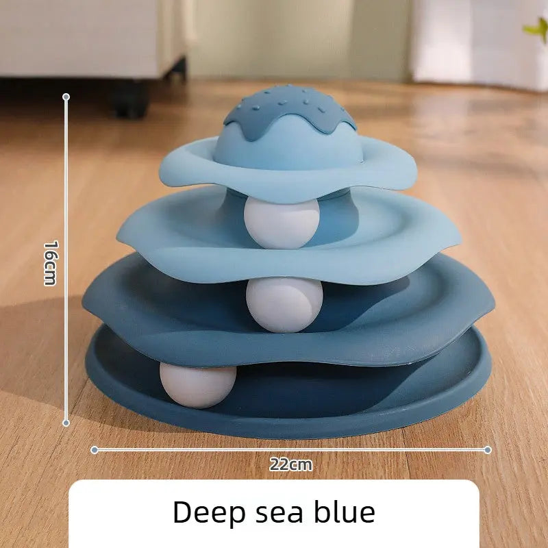 3-Tier Cat Track Toy Ball Tower – Interactive Self Play Cat Toy  Decorla