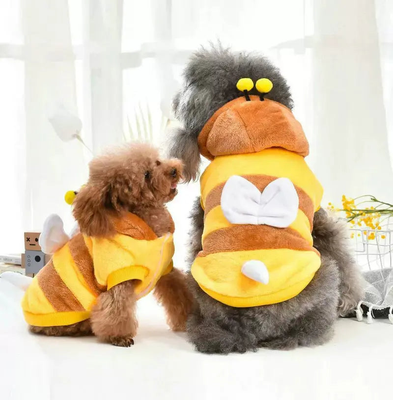 Bee Dog Costume Hoodie, Warm Pet Outfit for Dogs and Cats  Decorla