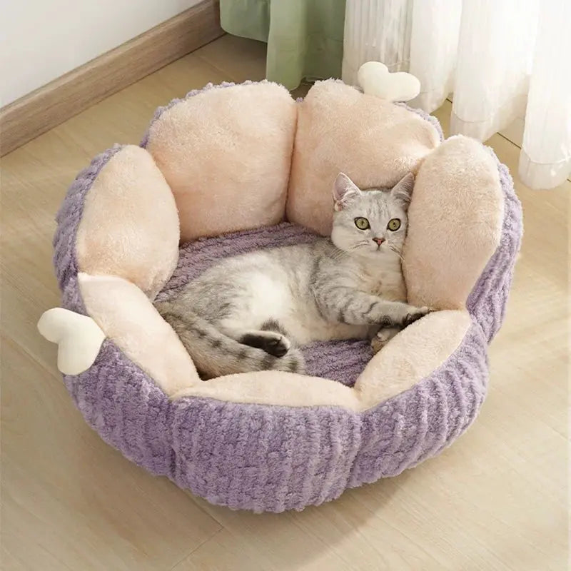 Cactus Semi Enclosed Cat Bed Cave (Warm Winter Cat Nest)  Decorla