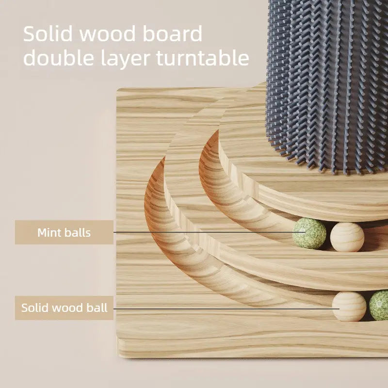 Cat Track Toy – Wooden Ball Track with Feather Teaser and Sisal Rope  Decorla