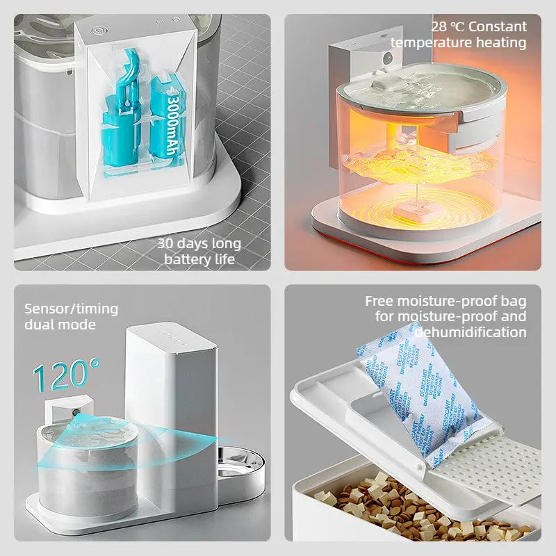 Cordless Pet Feeder & Wireless Water Fountain Combo  Decorla