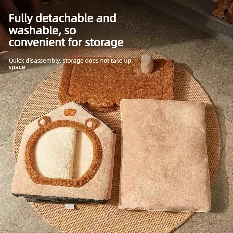 Cozy Cat House Bed, Enclosed Cat Cave for Cats and Small Dogs  Decorla