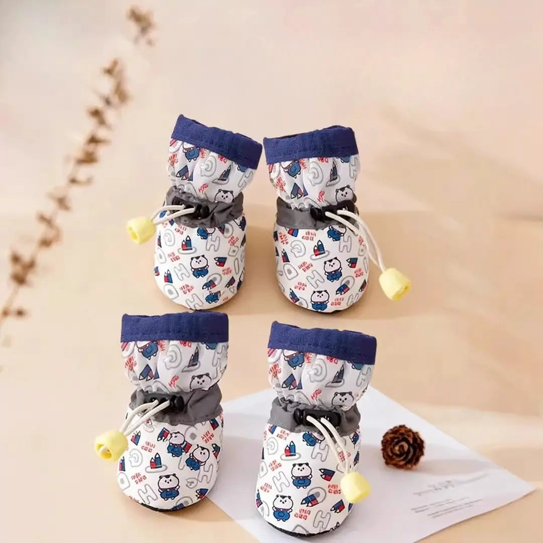 Cute Bear Print Dog Shoes Soft Sole Booties  Decorla