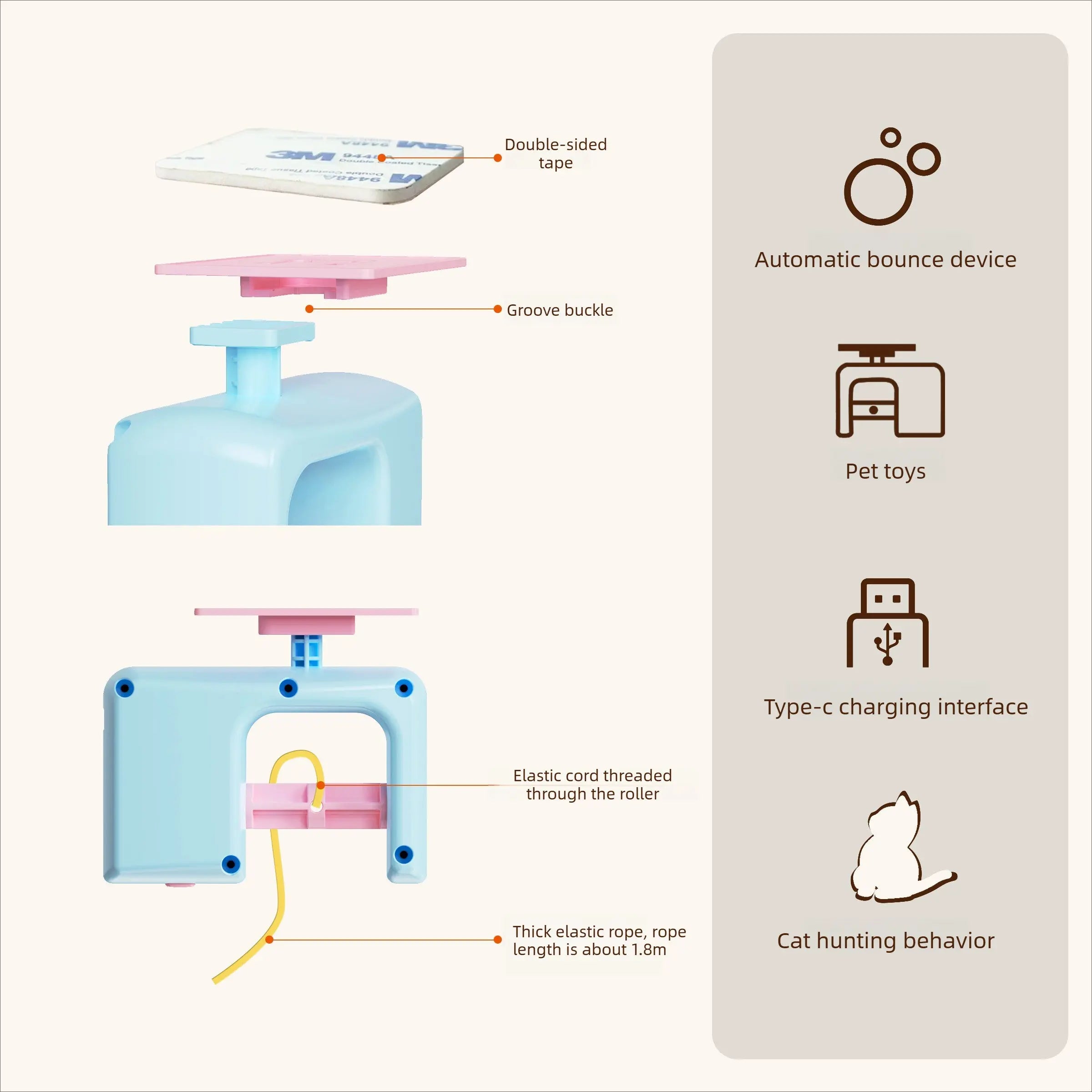 Electric Door Hanging Yoyo Cat Teaser Toy  Decorla