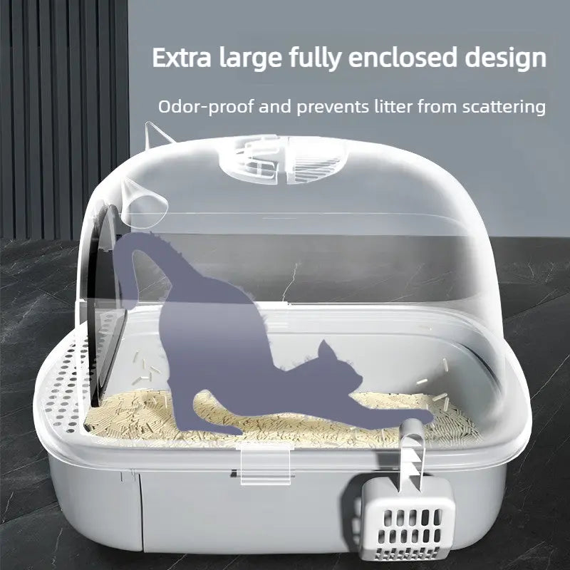 Enclosed Cat Litter Box with Lid and Odor Filter  Decorla