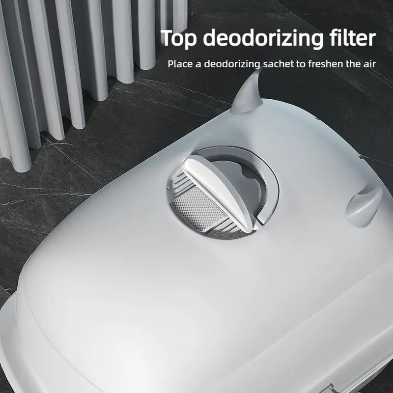 Enclosed Cat Litter Box with Lid and Odor Filter  Decorla