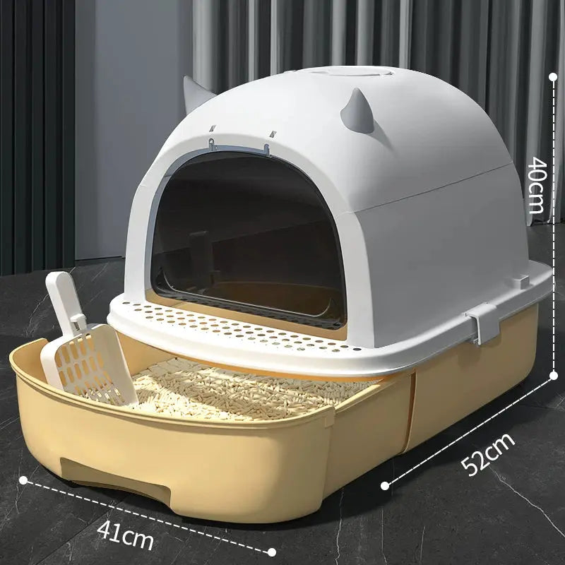 Enclosed Cat Litter Box with Lid and Odor Filter  Decorla