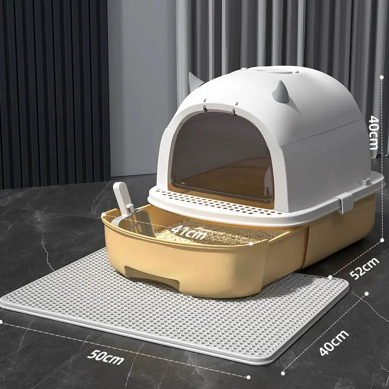 Enclosed Cat Litter Box with Lid and Odor Filter  Decorla