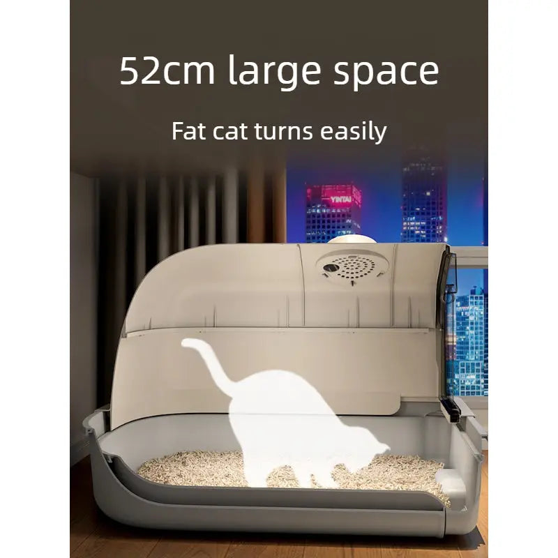 Enclosed Cat Litter Box with Lid and Odor Filter  Decorla