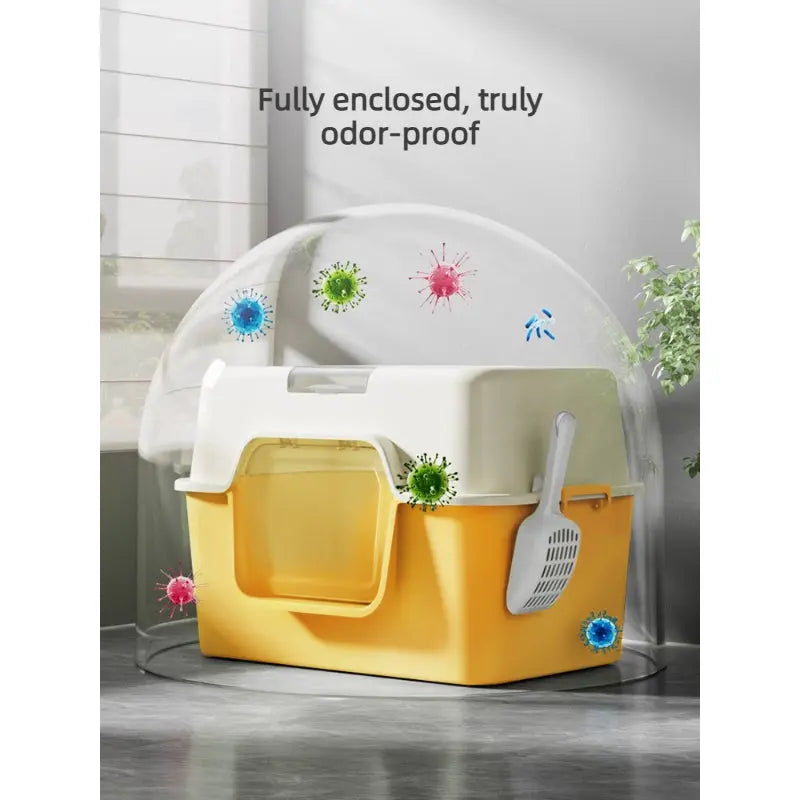 Enclosed Cat Litter Box with Removable Lid and Odor Filter  Decorla