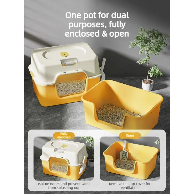 Enclosed Cat Litter Box with Removable Lid and Odor Filter  Decorla