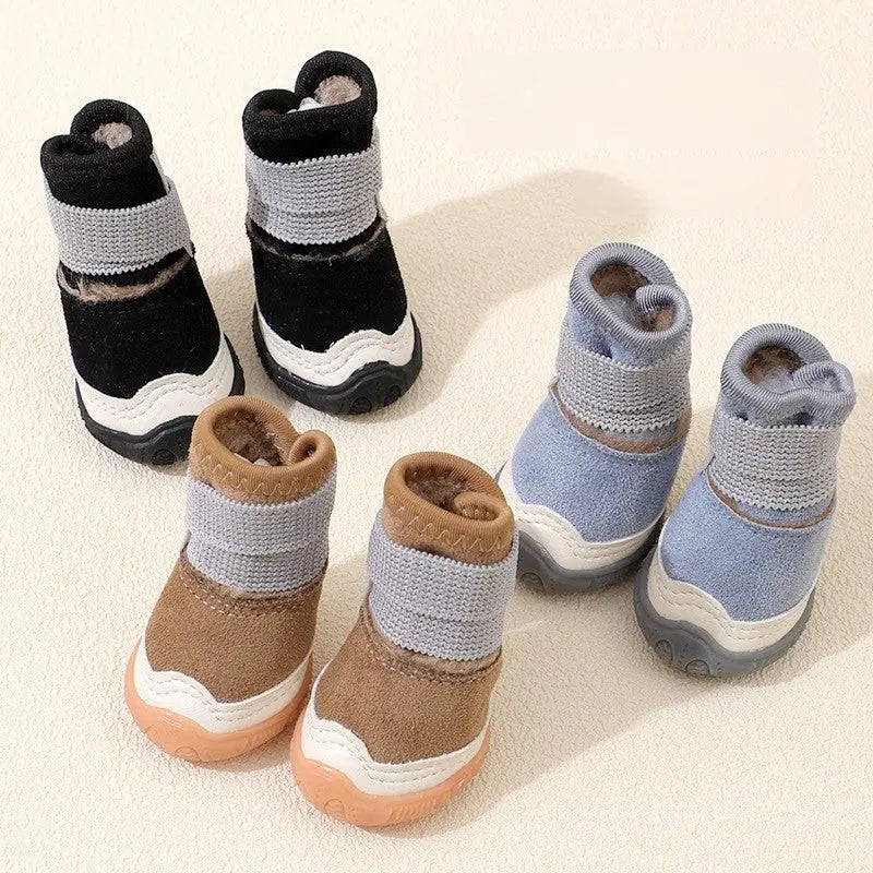 Fleece-Lined Dog Boots for Winter with Non-Slip Soft Soles  Decorla
