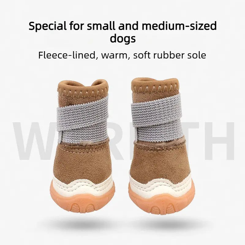 Fleece-Lined Dog Boots for Winter with Non-Slip Soft Soles  Decorla