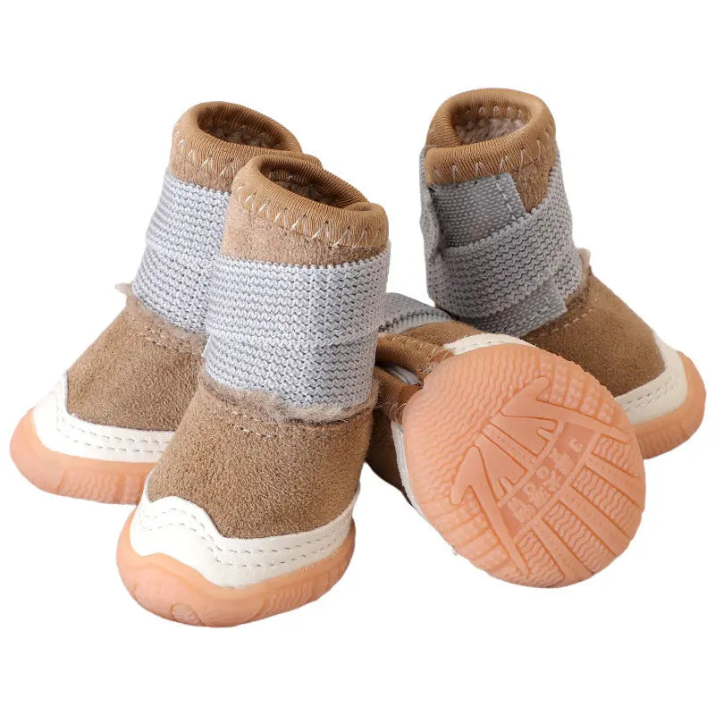 Fleece-Lined Dog Boots for Winter with Non-Slip Soft Soles  Decorla