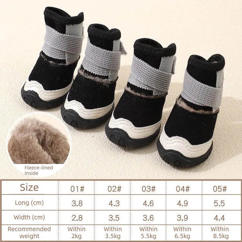 Fleece-Lined Dog Boots for Winter with Non-Slip Soft Soles  Decorla
