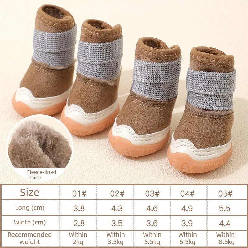 Fleece-Lined Dog Boots for Winter with Non-Slip Soft Soles  Decorla