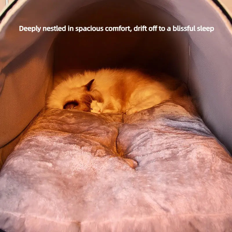 Heated Cat Bed Cave House, Warm Enclosed Pet Bed  Decorla