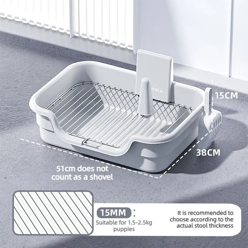 Indoor Dog Potty Tray with Raised Grid and Splash Guard  Decorla