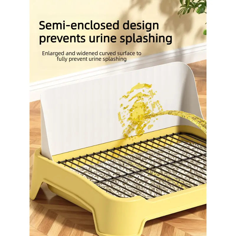 Indoor Dog Potty Tray with Splash Guard and Removable Grid  Decorla
