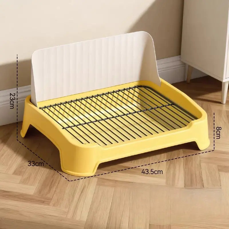 Indoor Dog Potty Tray with Splash Guard and Removable Grid  Decorla