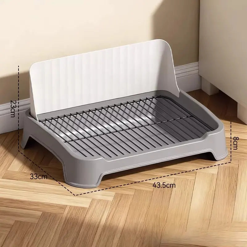 Indoor Dog Potty Tray with Splash Guard and Removable Grid  Decorla