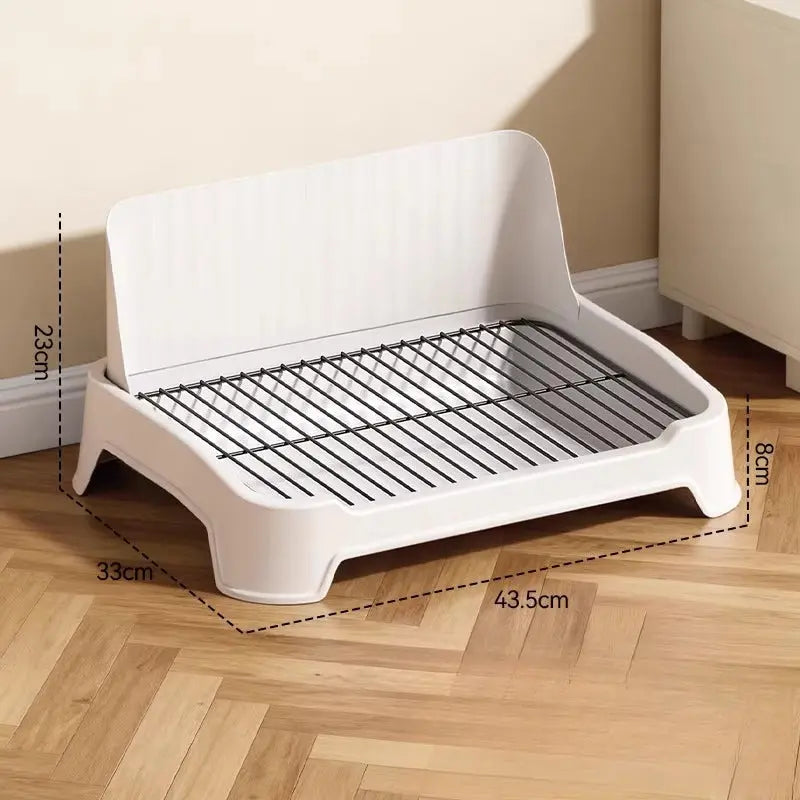Indoor Dog Potty Tray with Splash Guard and Removable Grid  Decorla