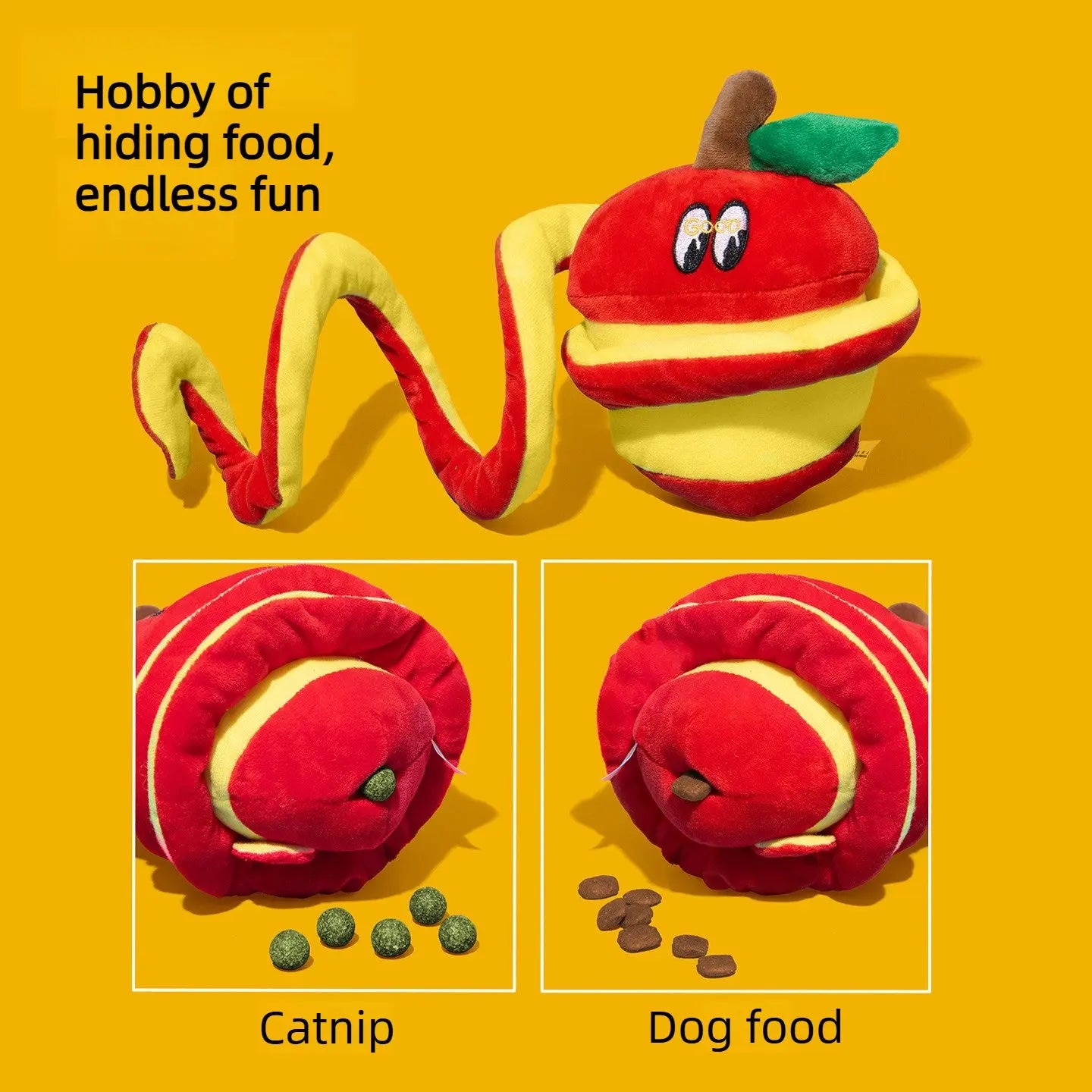 Interactive Apple Pet Toy with Catnip Ball and Squeaker  Decorla