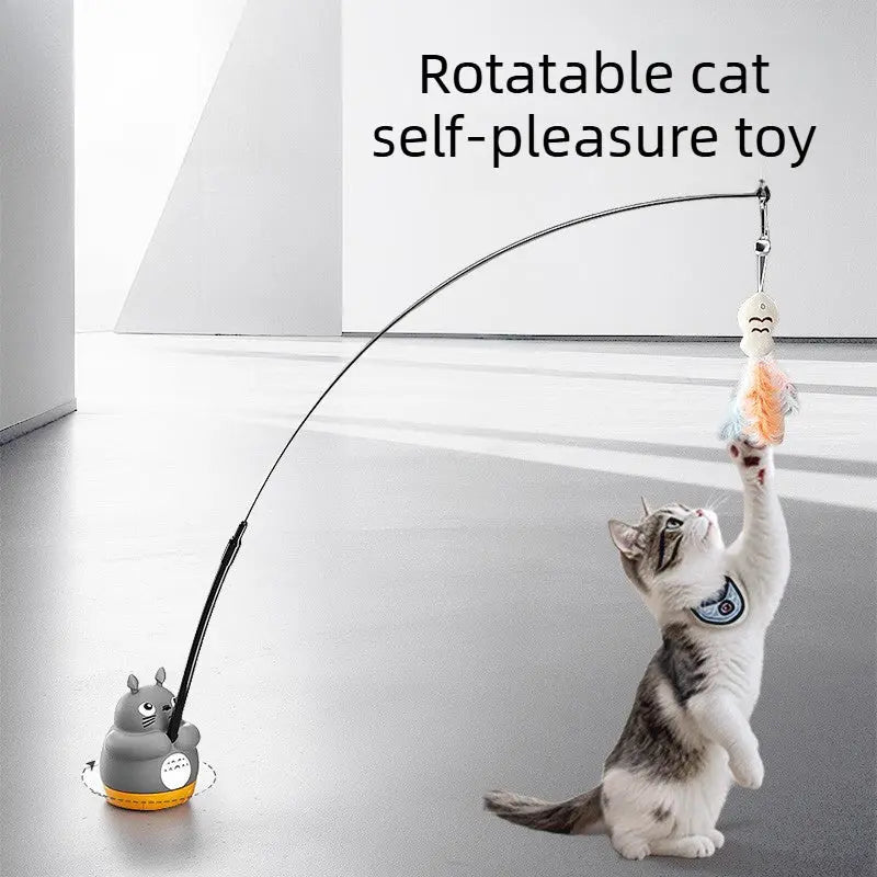 Interactive Cat Wand Toy – Feather Teaser with Bell  Decorla