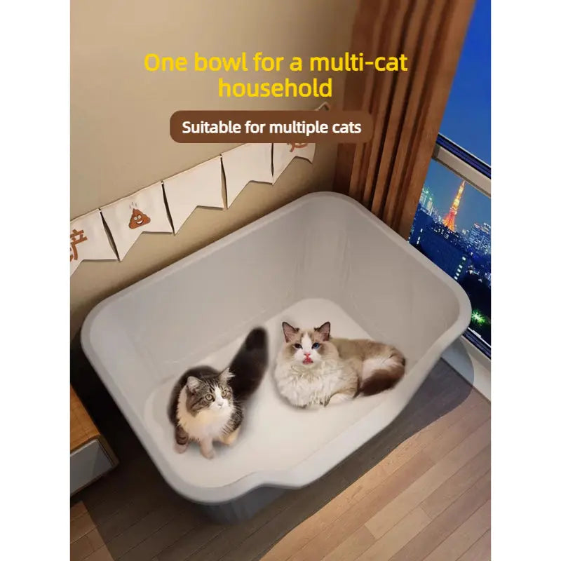 Large Cat Litter Box, High Sided Anti Splash Open Top Tray  Decorla