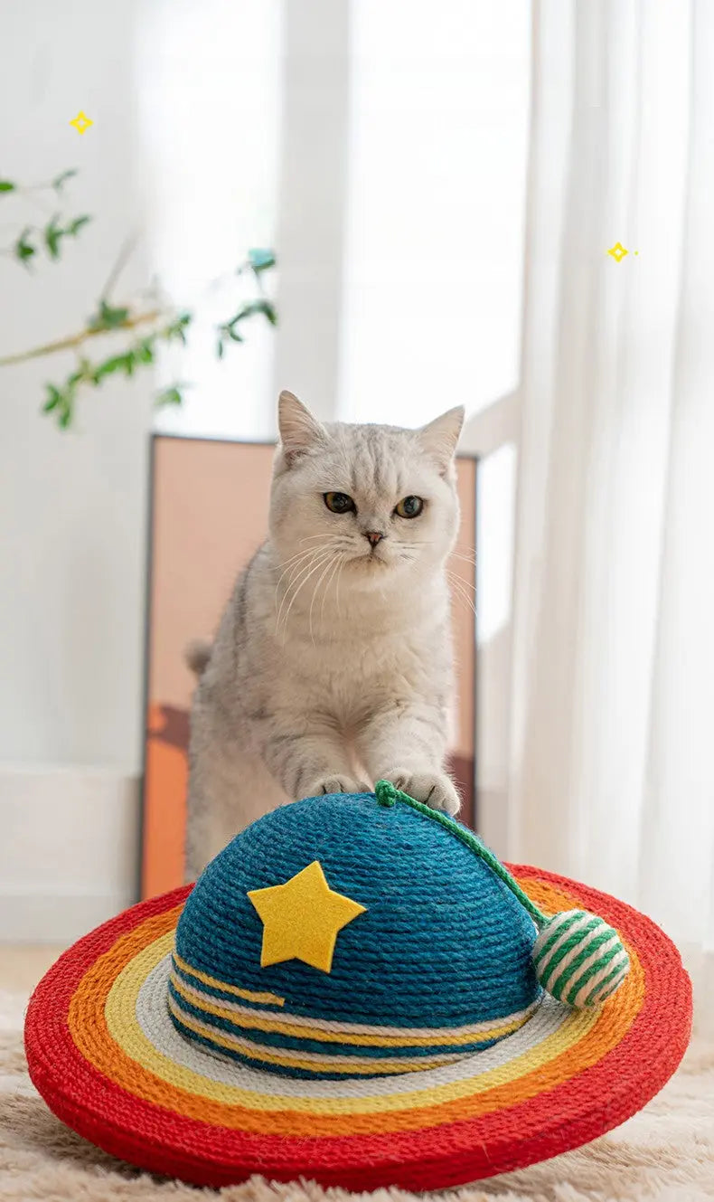 Planet Orbit Cat Scratcher Ball Bed (Sisal Rope)  Decorla