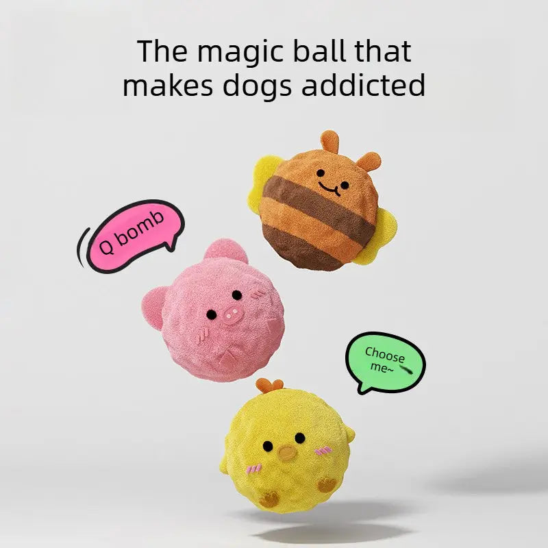 Plush Spiky Squeaky Dog Ball (Bouncy Chew Toy)  Decorla