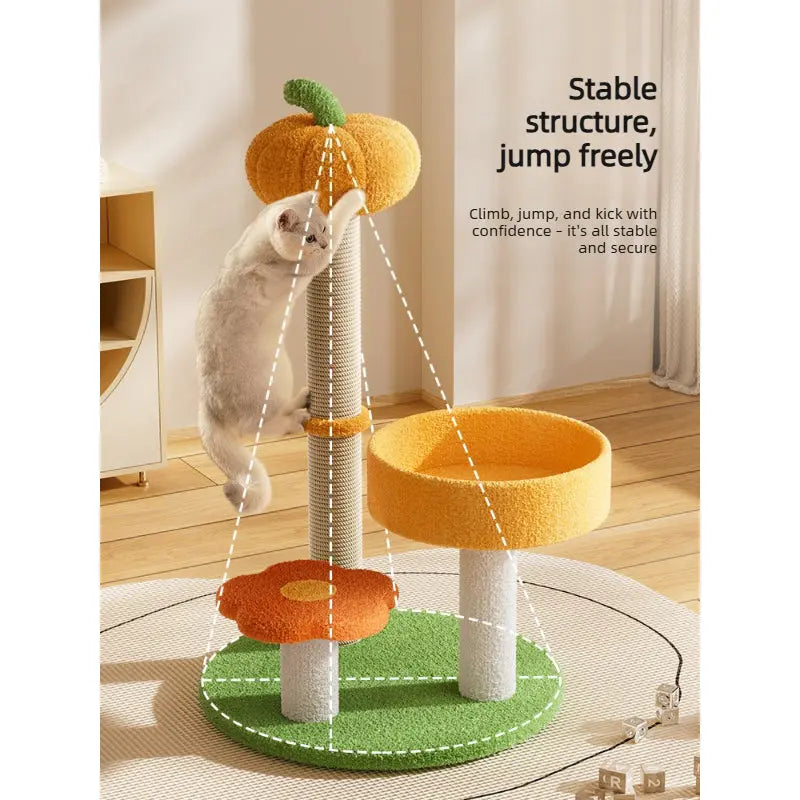 Pumpkin Sisal Cat Scratching Post Tree with Cozy Perch  Decorla