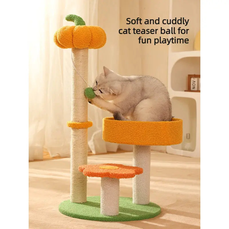 Pumpkin Sisal Cat Scratching Post Tree with Cozy Perch  Decorla