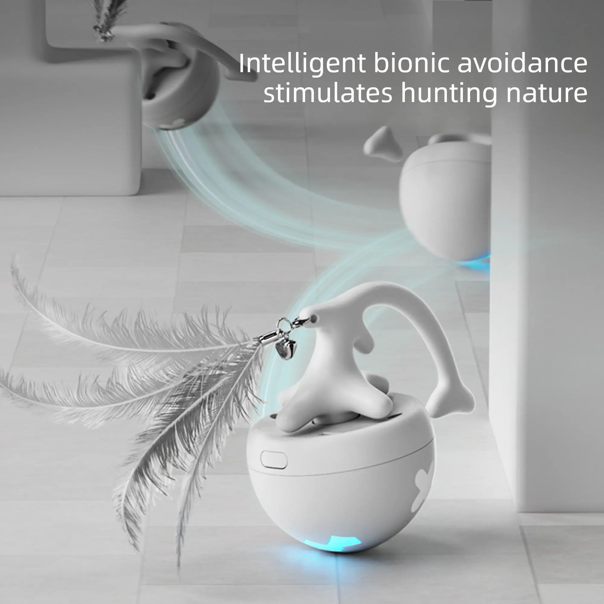 Smart Feather Electric Cat Toy Ball (RGB Self-Rolling)  Decorla