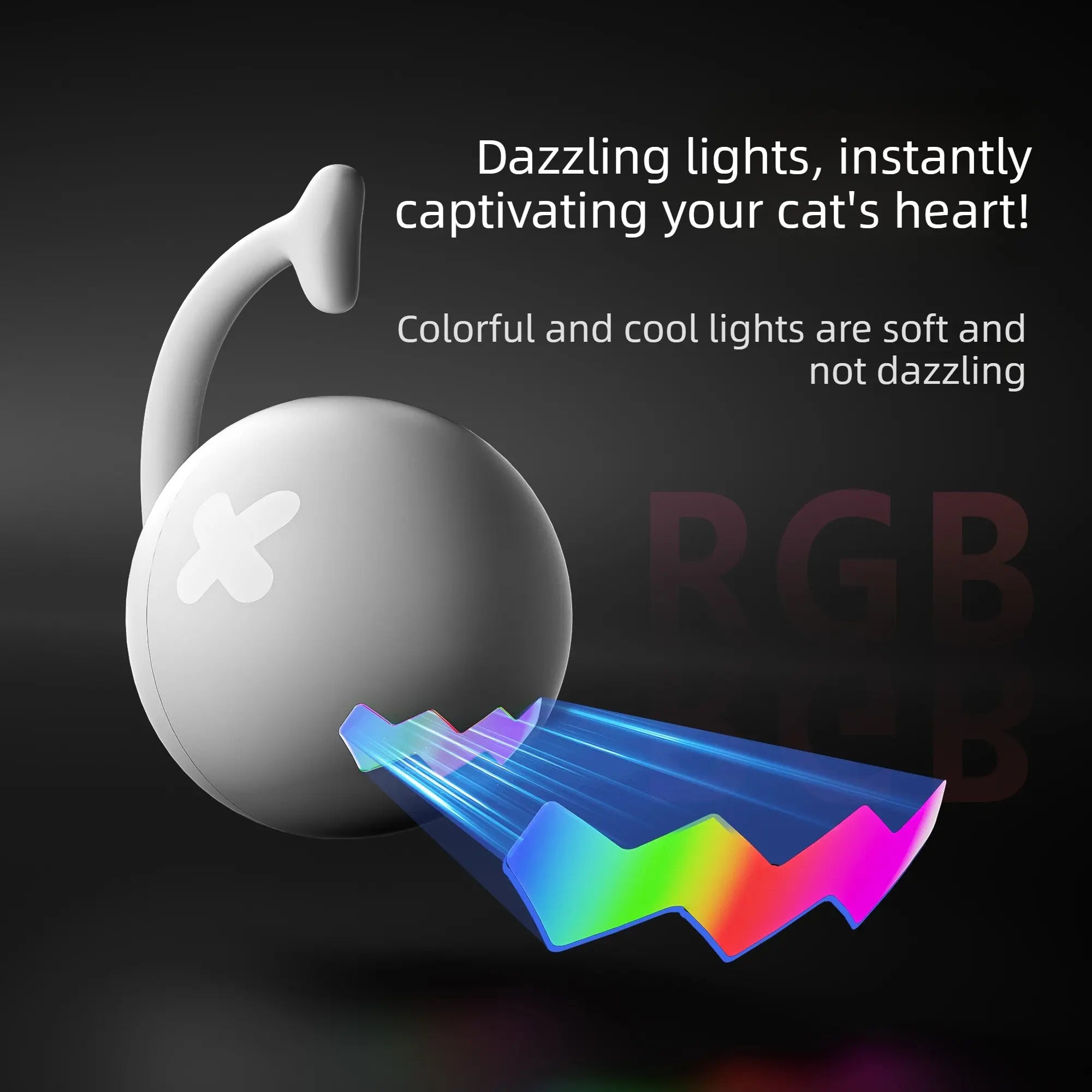 Smart Feather Electric Cat Toy Ball (RGB Self-Rolling)  Decorla