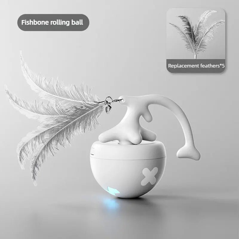 Smart Feather Electric Cat Toy Ball (RGB Self-Rolling)  Decorla