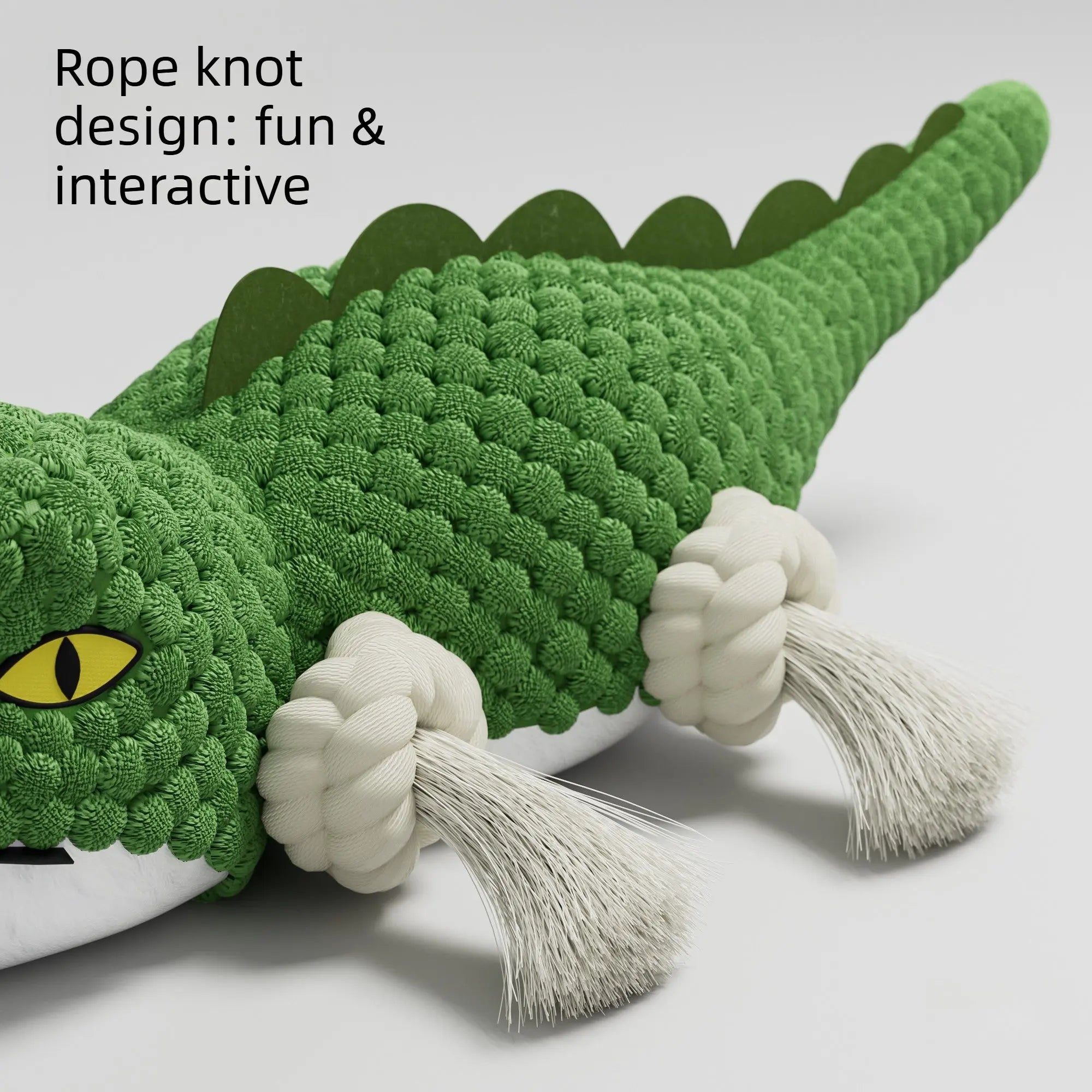 Squeaky Dog Toy – Plush Alligator Dog Toy with Rope Knots  Decorla