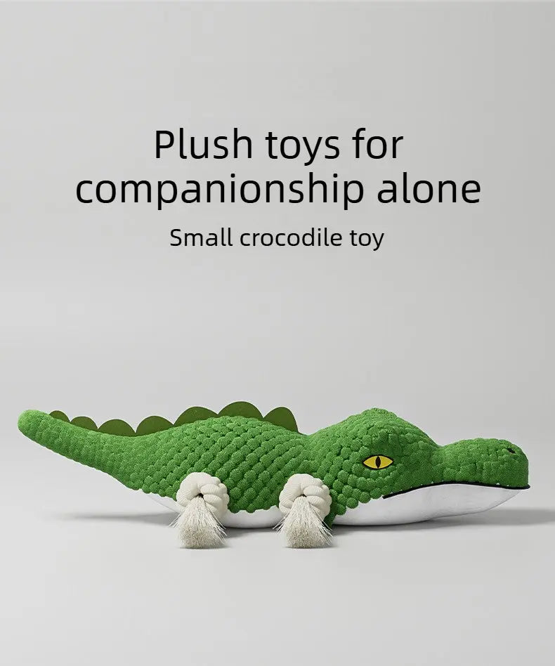Squeaky Dog Toy – Plush Alligator Dog Toy with Rope Knots  Decorla
