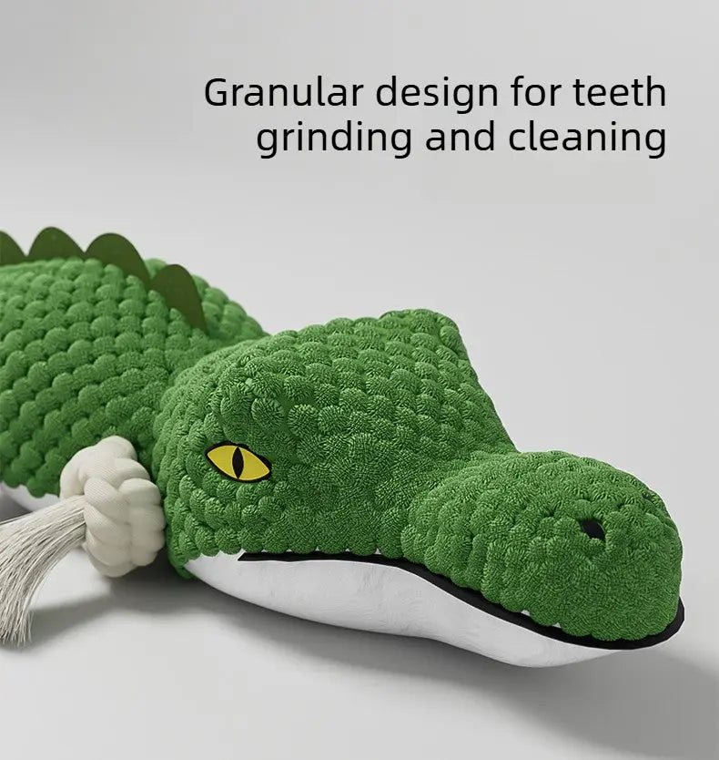 Squeaky Dog Toy – Plush Alligator Dog Toy with Rope Knots  Decorla