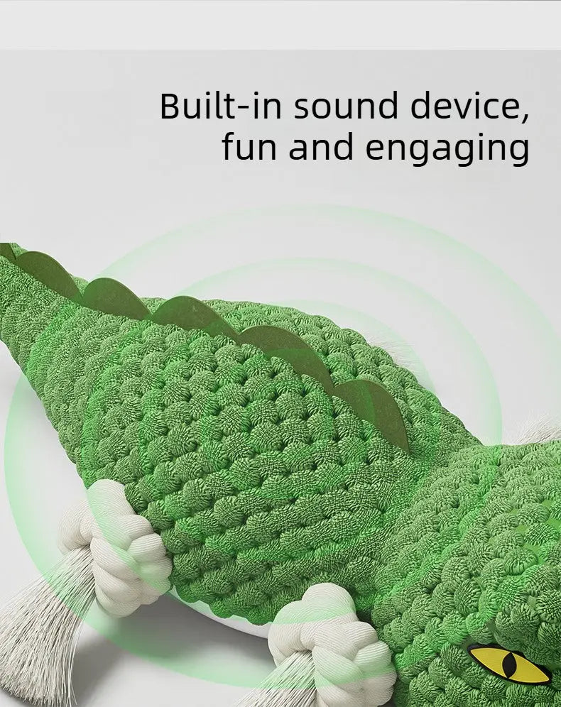 Squeaky Dog Toy – Plush Alligator Dog Toy with Rope Knots  Decorla