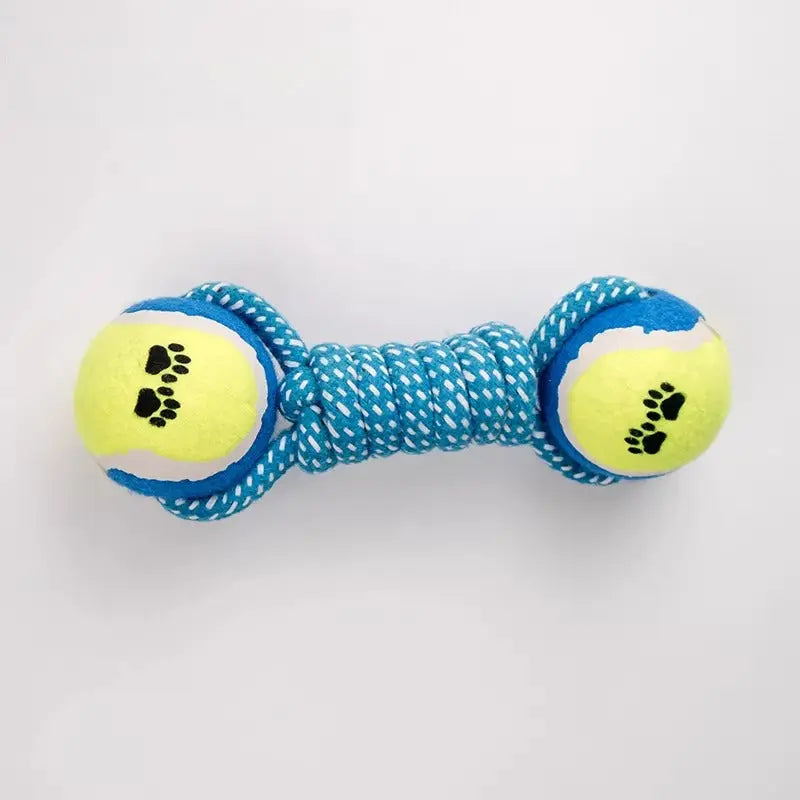 Tennis Ball Dumbbell Dog Rope Toy for Tug and Chew  Decorla