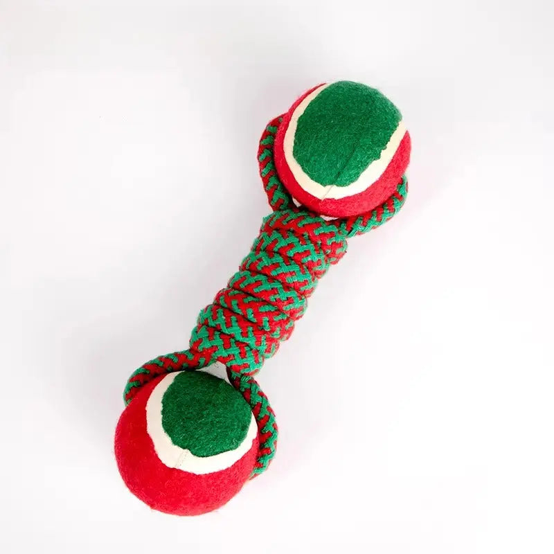 Tennis Ball Dumbbell Dog Rope Toy for Tug and Chew  Decorla